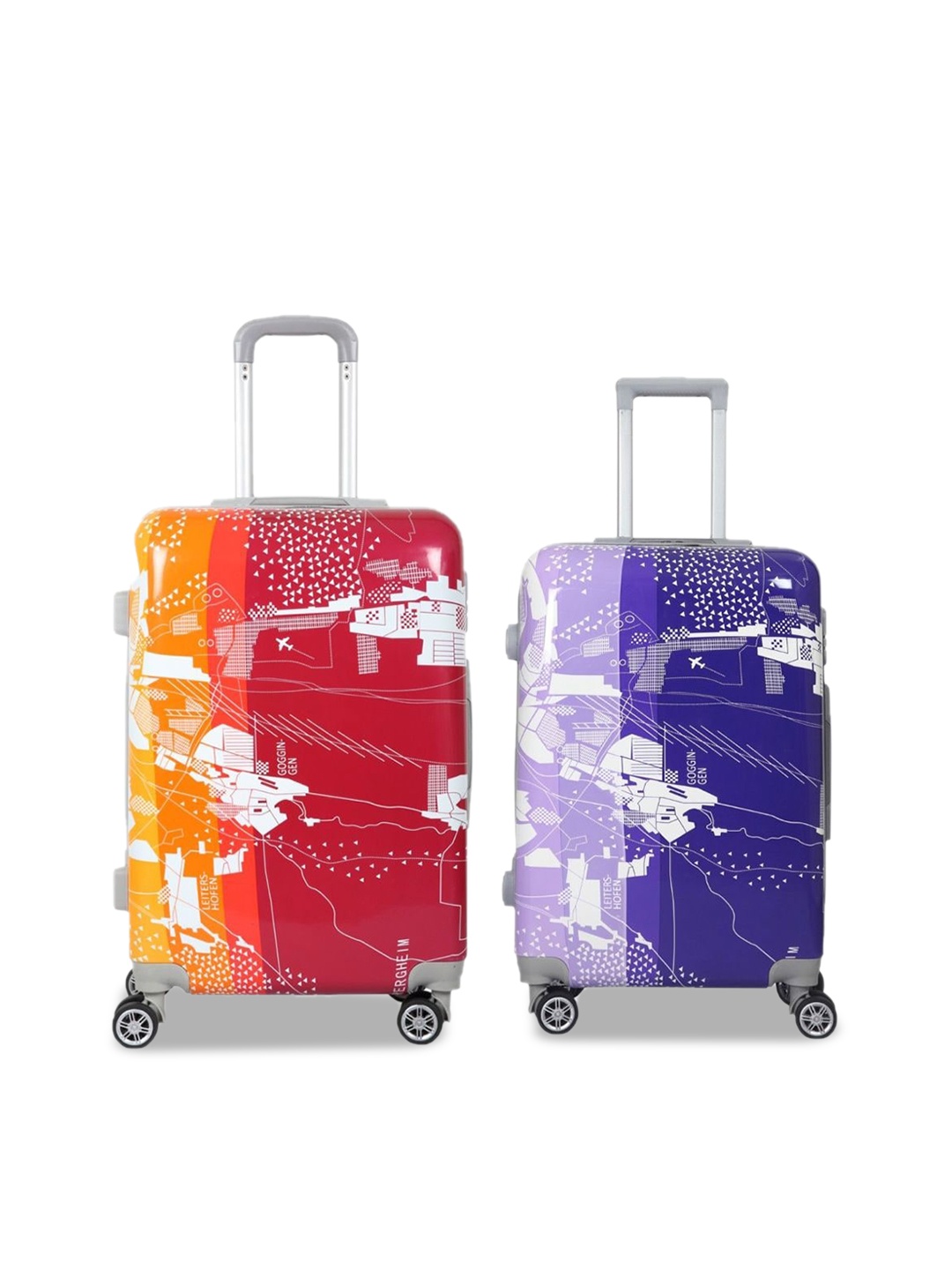 

Polo Class Set Of 2 Printed Hard Sided Trolley Suitcase, Red