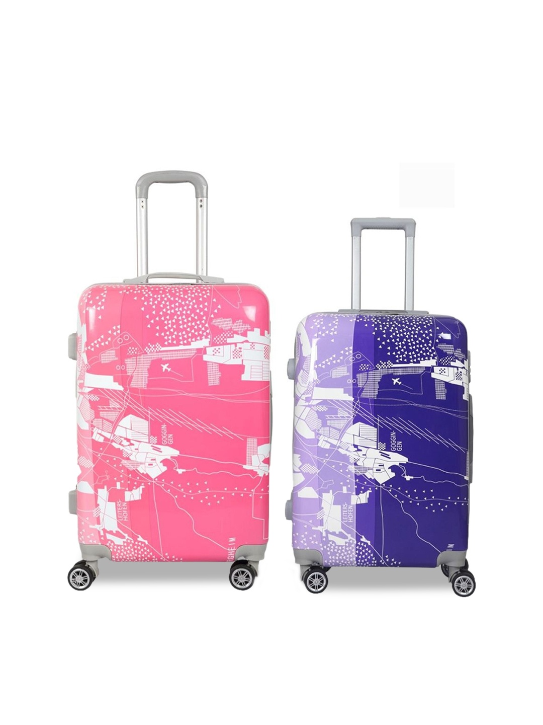 

Polo Class Set Of 2 Printed Hard Sided Trolley Suitcase, Pink