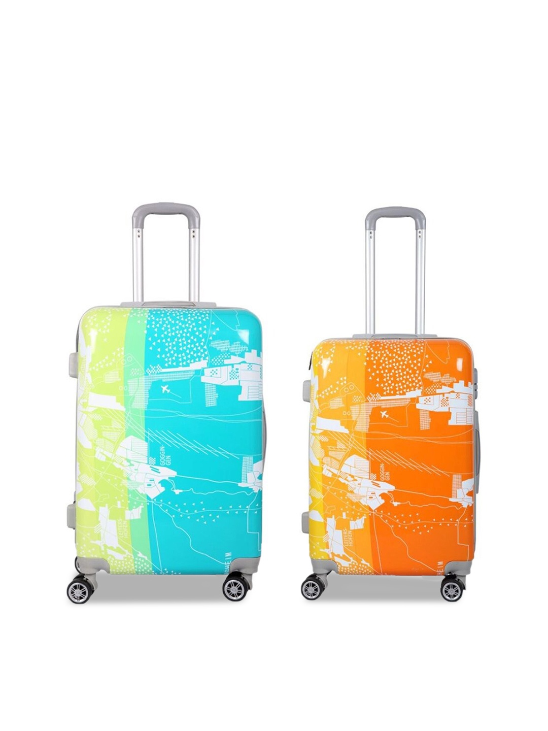 

Polo Class Set Of 2 Printed Hard Sided Trolley Suitcase, Orange