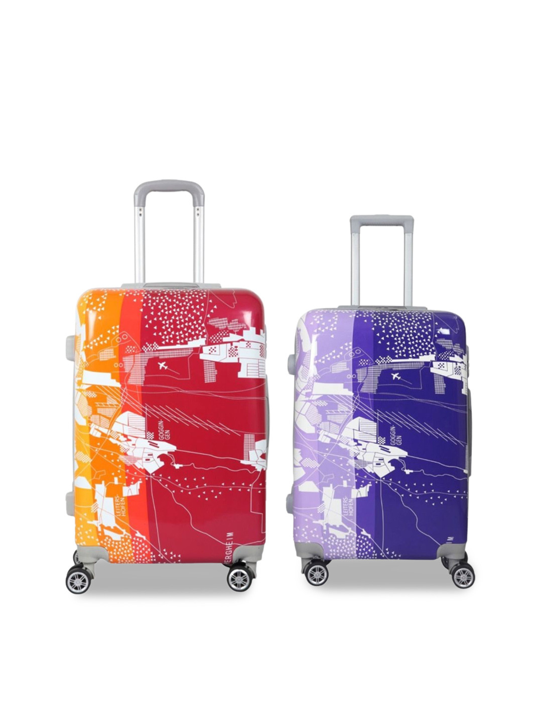 

Polo Class Set Of 2 Printed Hard Sided Trolley Suitcase, Red