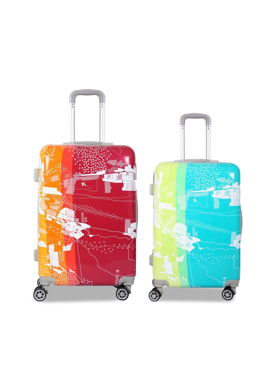 

Polo Class Unisex Set of 2 Printed Hard-Sided Trolley Suitcases, Red