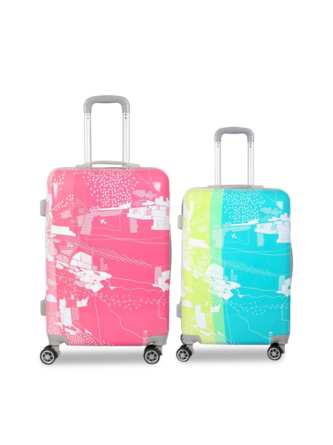 

Polo Class Unisex Set Of 2 Printed Hard-Sided Trolley Bags, Pink