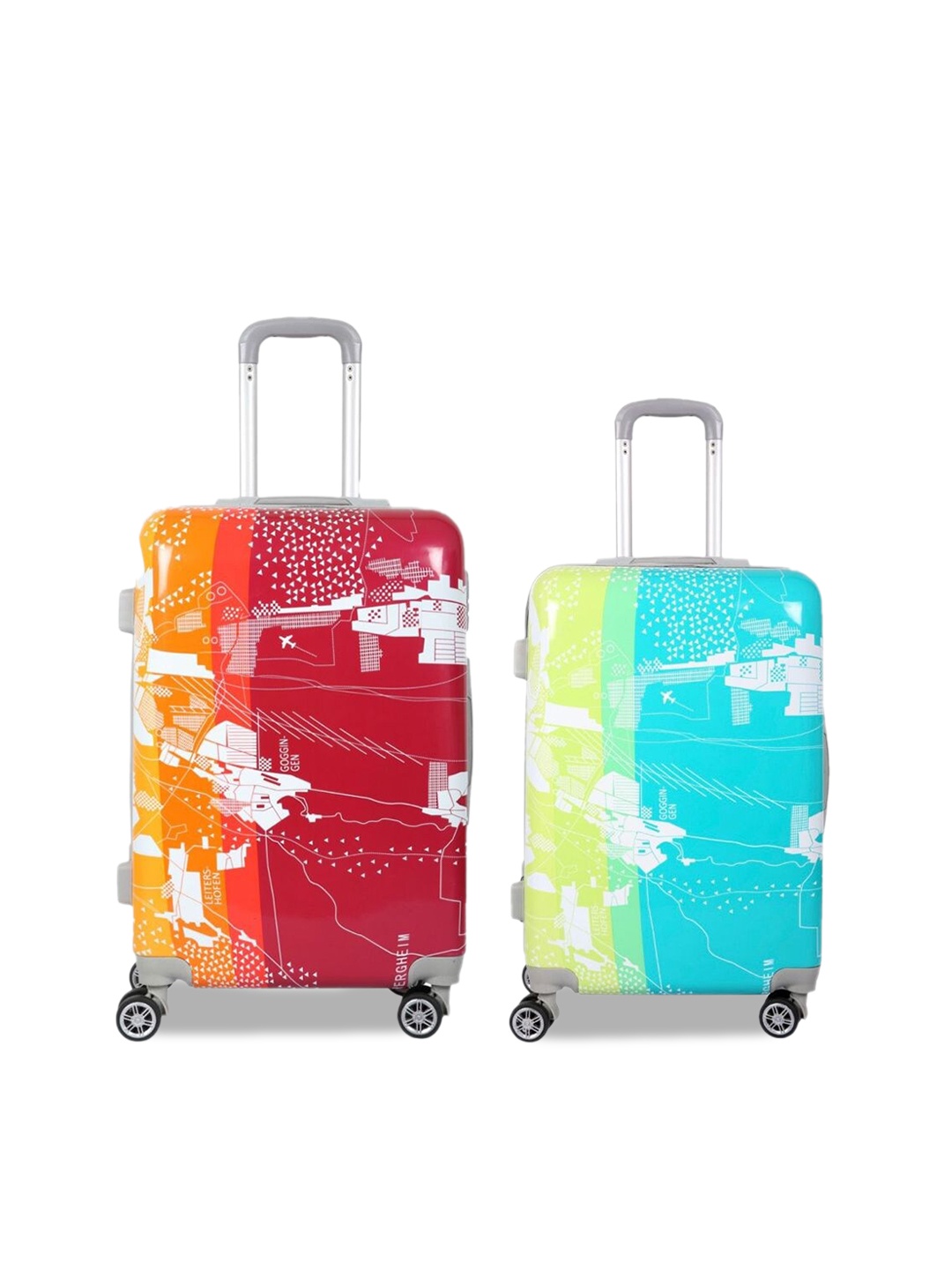 

Polo Class Unisex Set of 2 Printed Hard-Sided Trolley Suitcases, Red