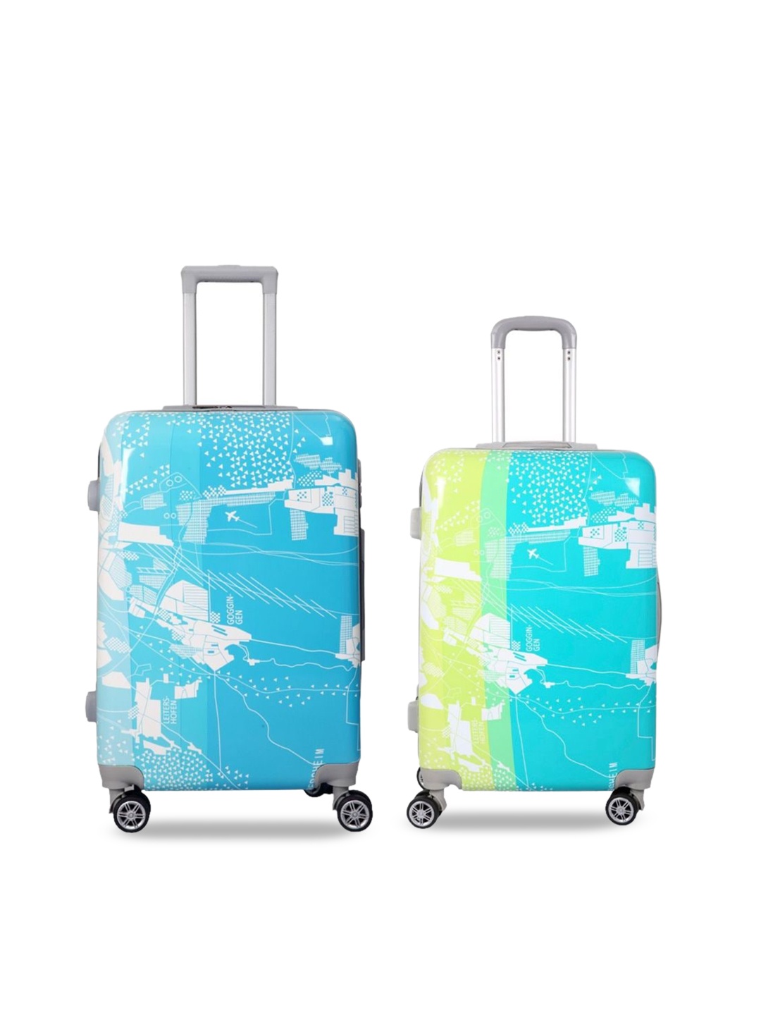 

Polo Class Unisex Set Of 2 Printed Hard-Sided Trolley Bags, Blue