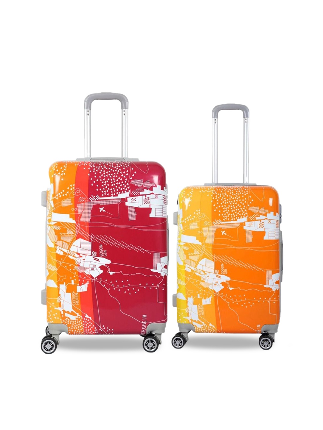 

Polo Class Unisex Set Of 2 Printed Hard-Sided Trolley Bags, Red