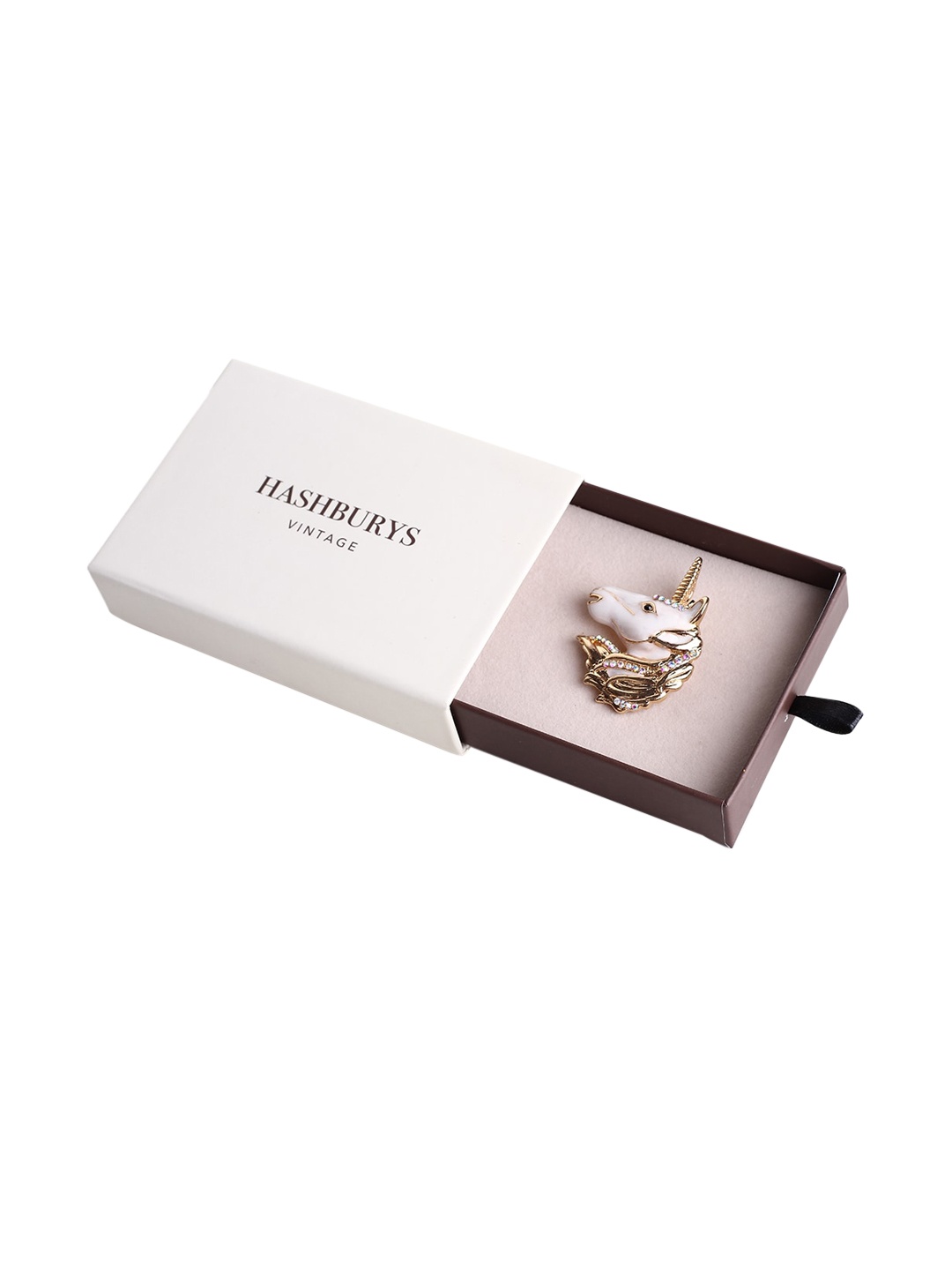 

Hashburys Unicorn Charm Brooch, White