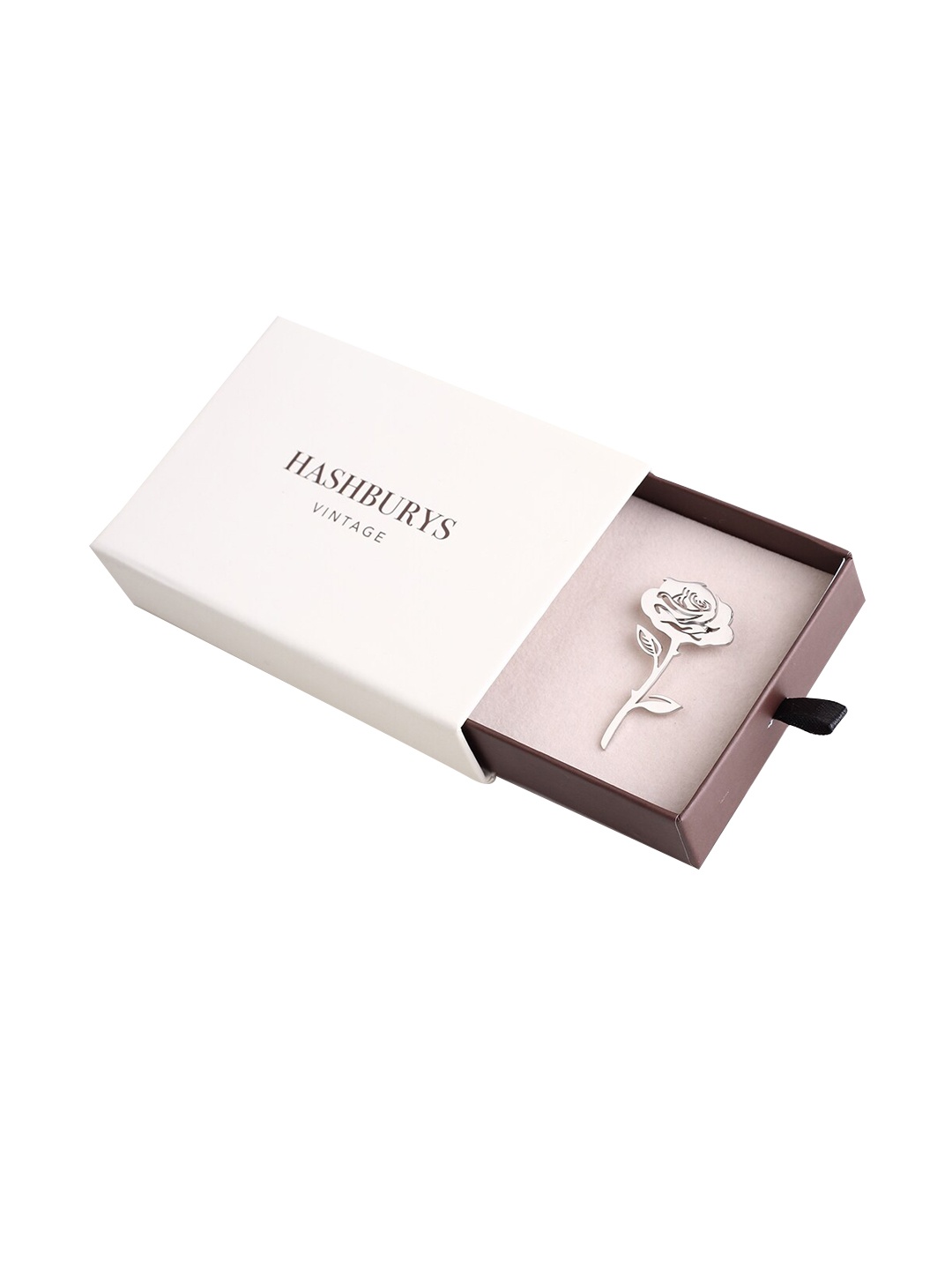 

Hashburys Rose Lapel Pin, White