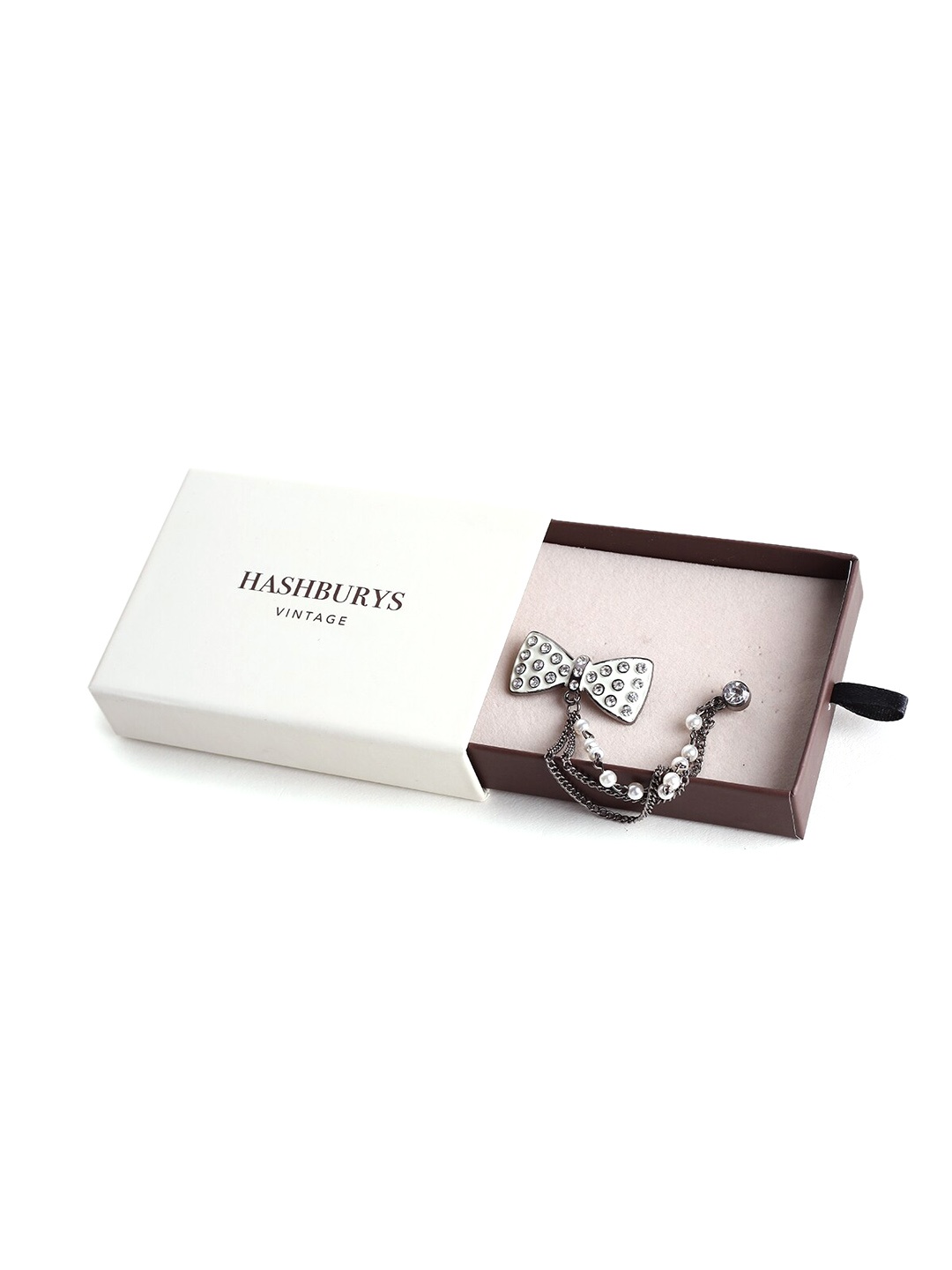 

Hashburys Stone-Studded Chain Brooch, Silver