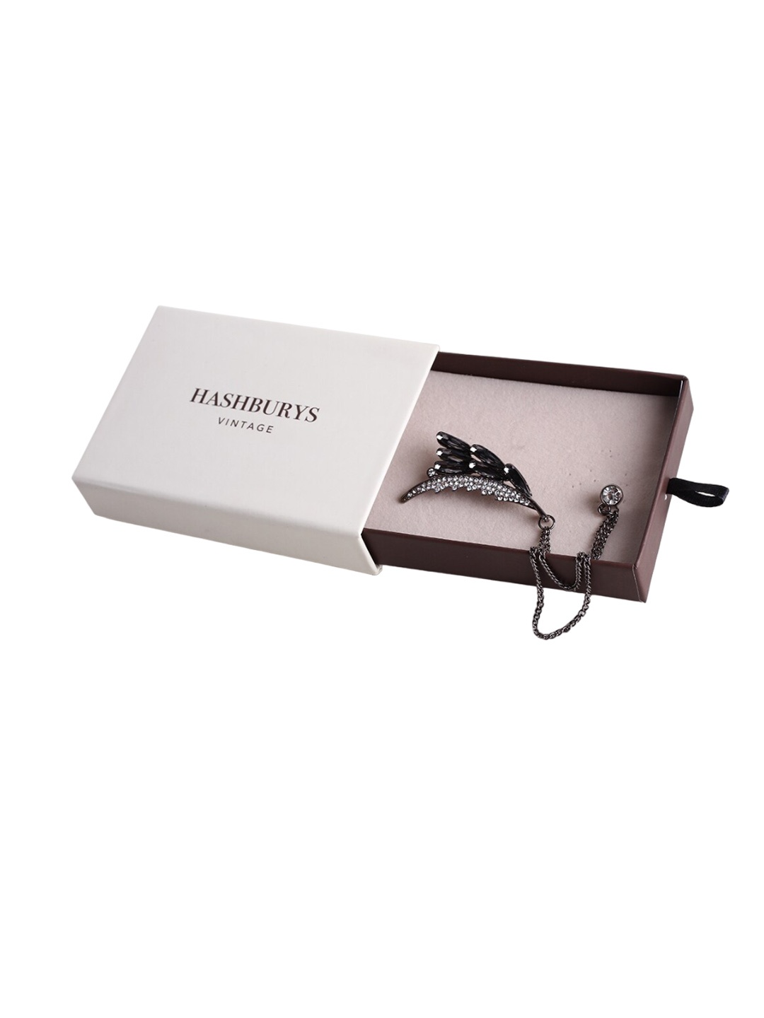 Hashburys Stone-Studded Chain Design Brooch, Silver