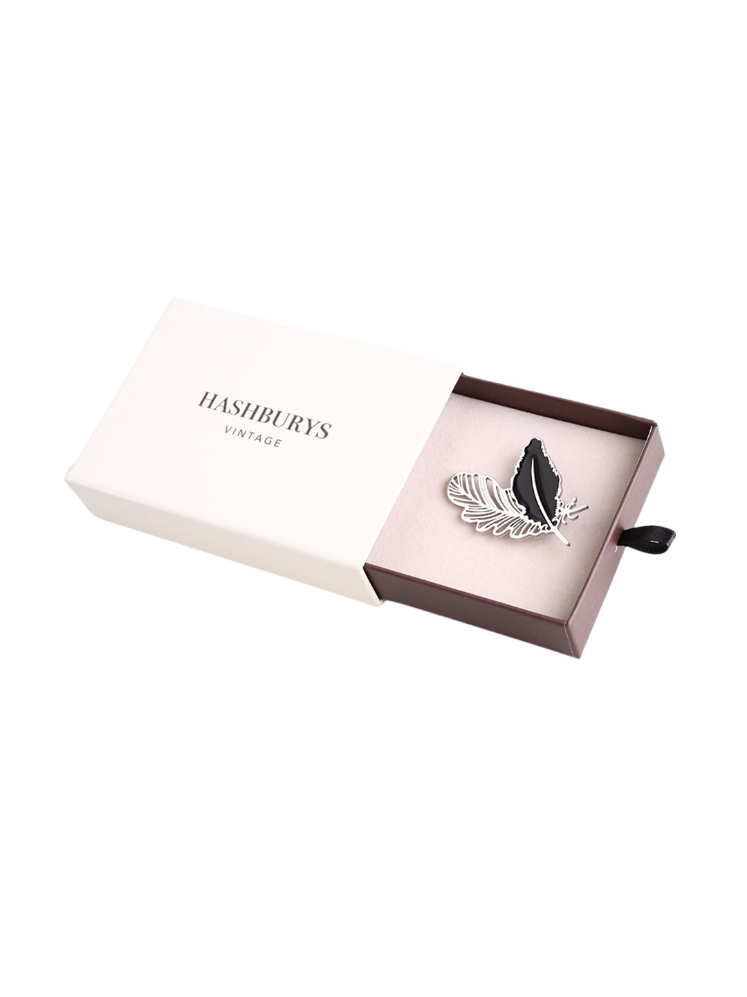 

Hashburys Feather Lapel Pin Brooch, White