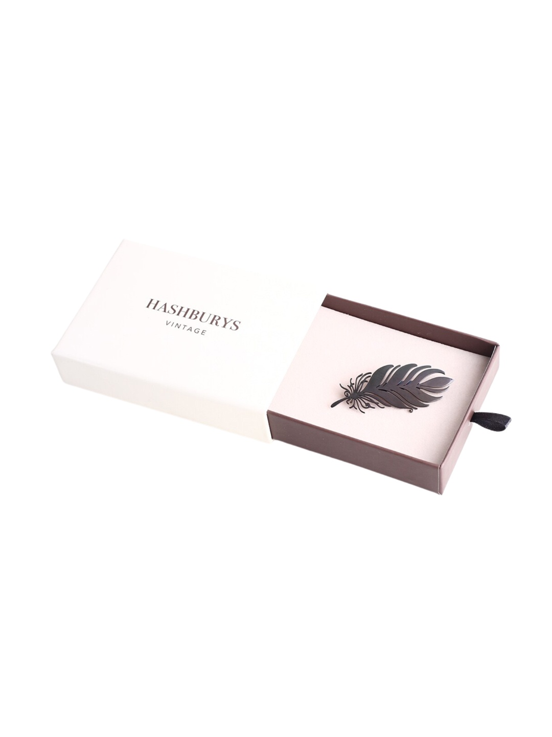 

Hashburys Feather Lapel Pin Brooch, Brown