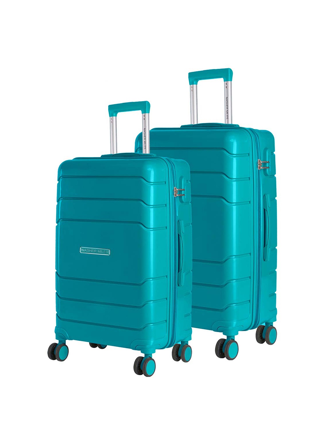 

Nasher Miles Unisex Set Of 2 Textured Hard-Sided Trolley Bags, Green