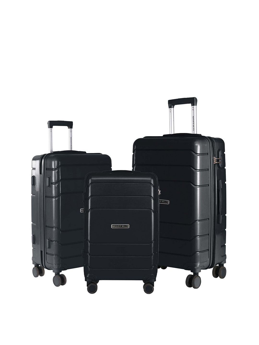 

Nasher Miles Unisex Set Of 3 Black Textured Hard-Sided Trolley Suitcases