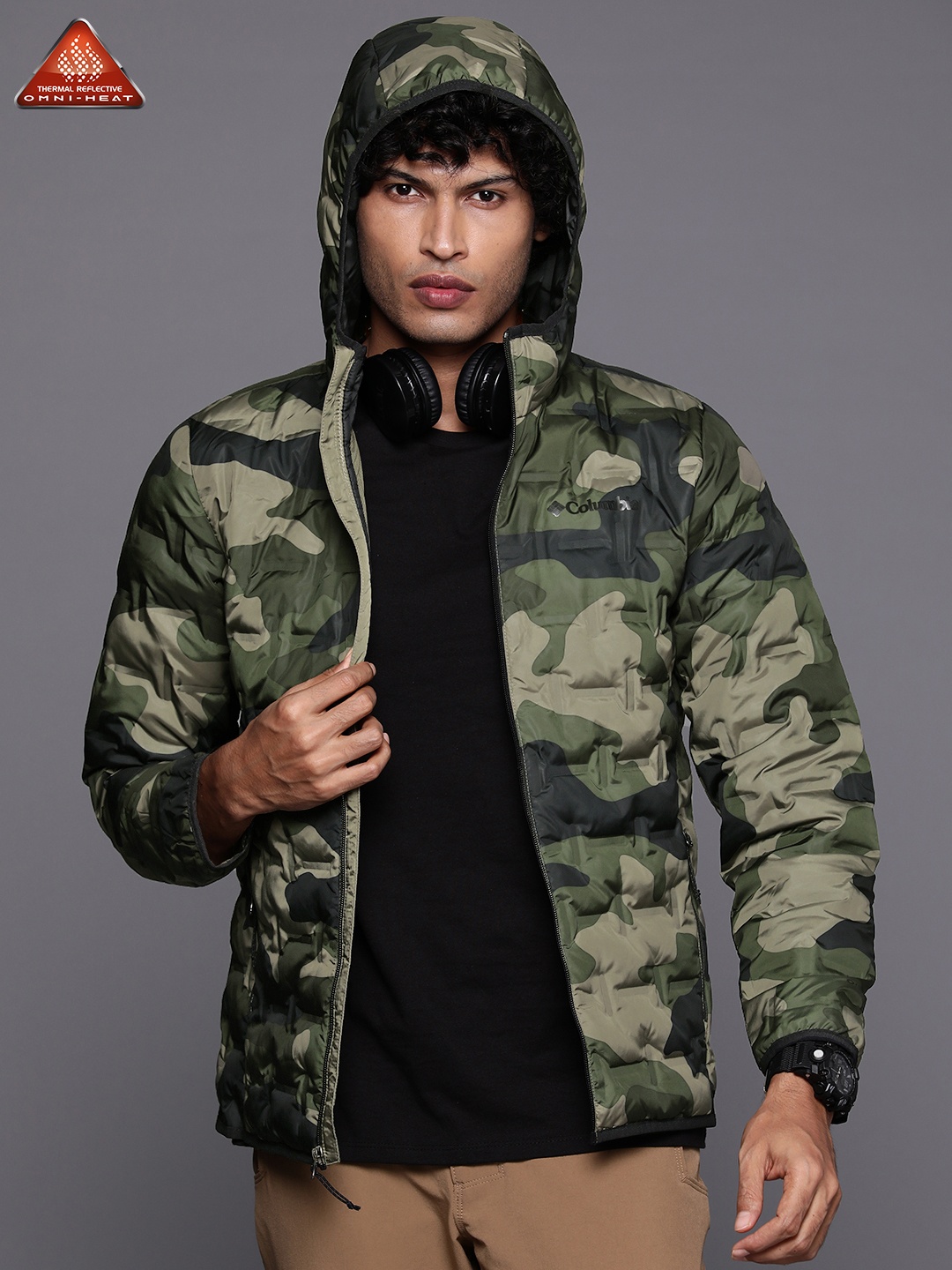 

Columbia Men Delta Ridge Down Hooded Full Sleeve Trekking-Hiking Jacket, Green