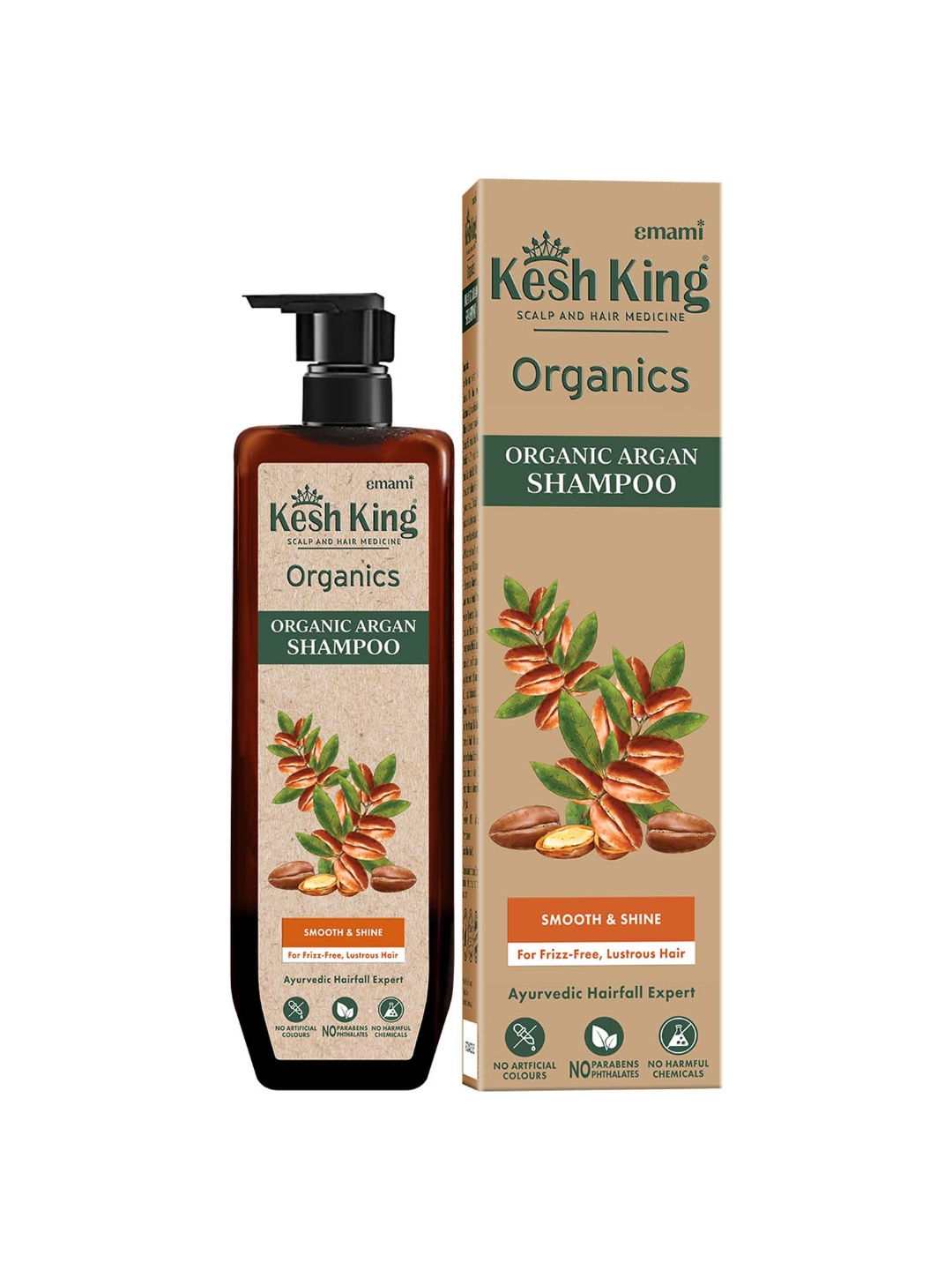 

Kesh King Organics Organic Argan Shampoo - Restores Shine - 300ml, Brown