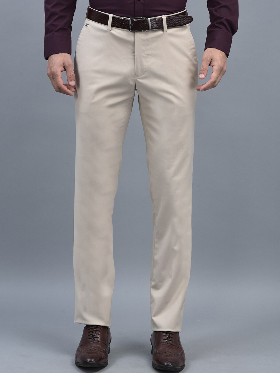 

CANOE Men Smart Easy Wash Formal Trousers, Beige