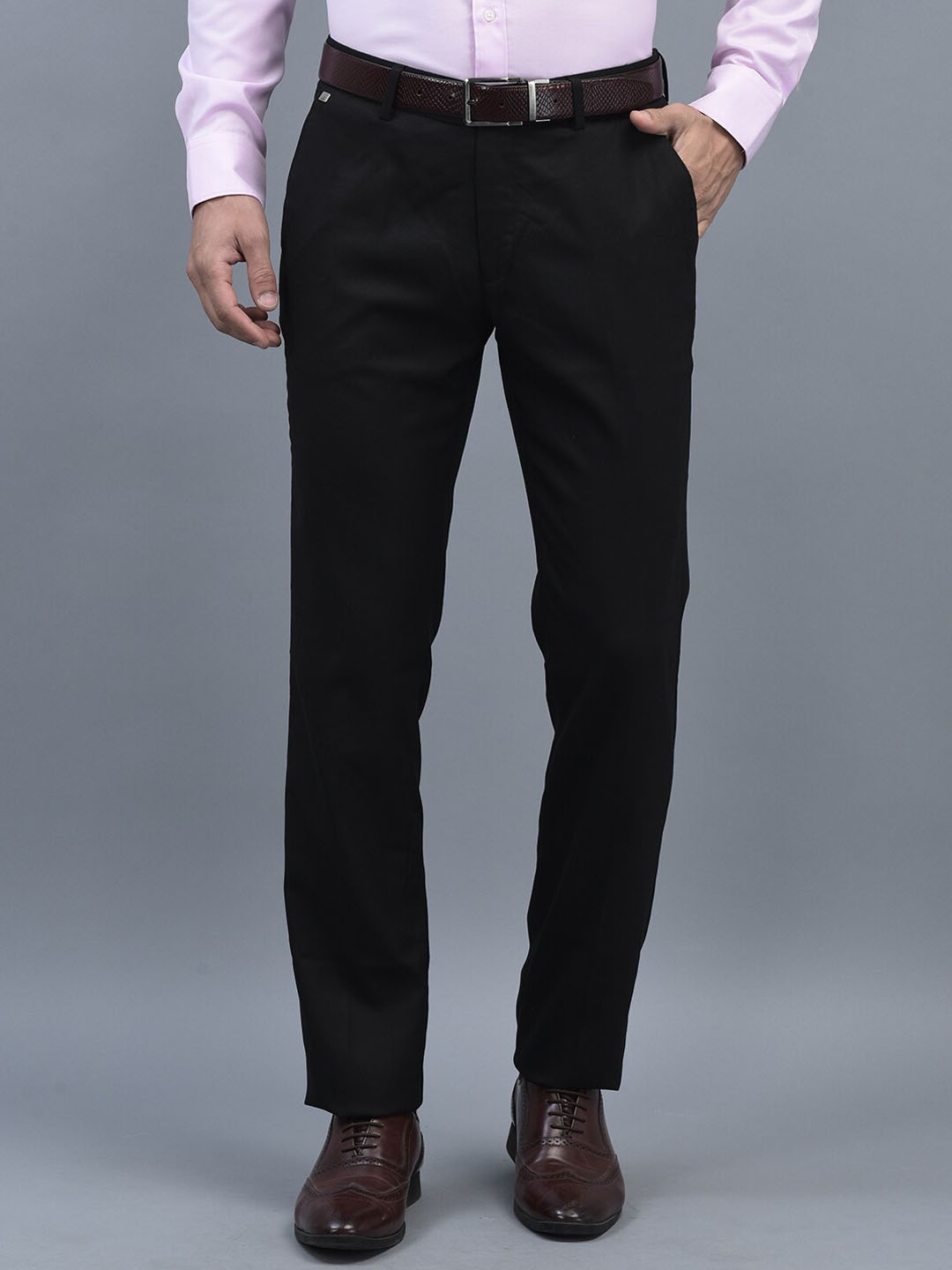 

CANOE Men Smart Easy Wash Formal Trousers, Black