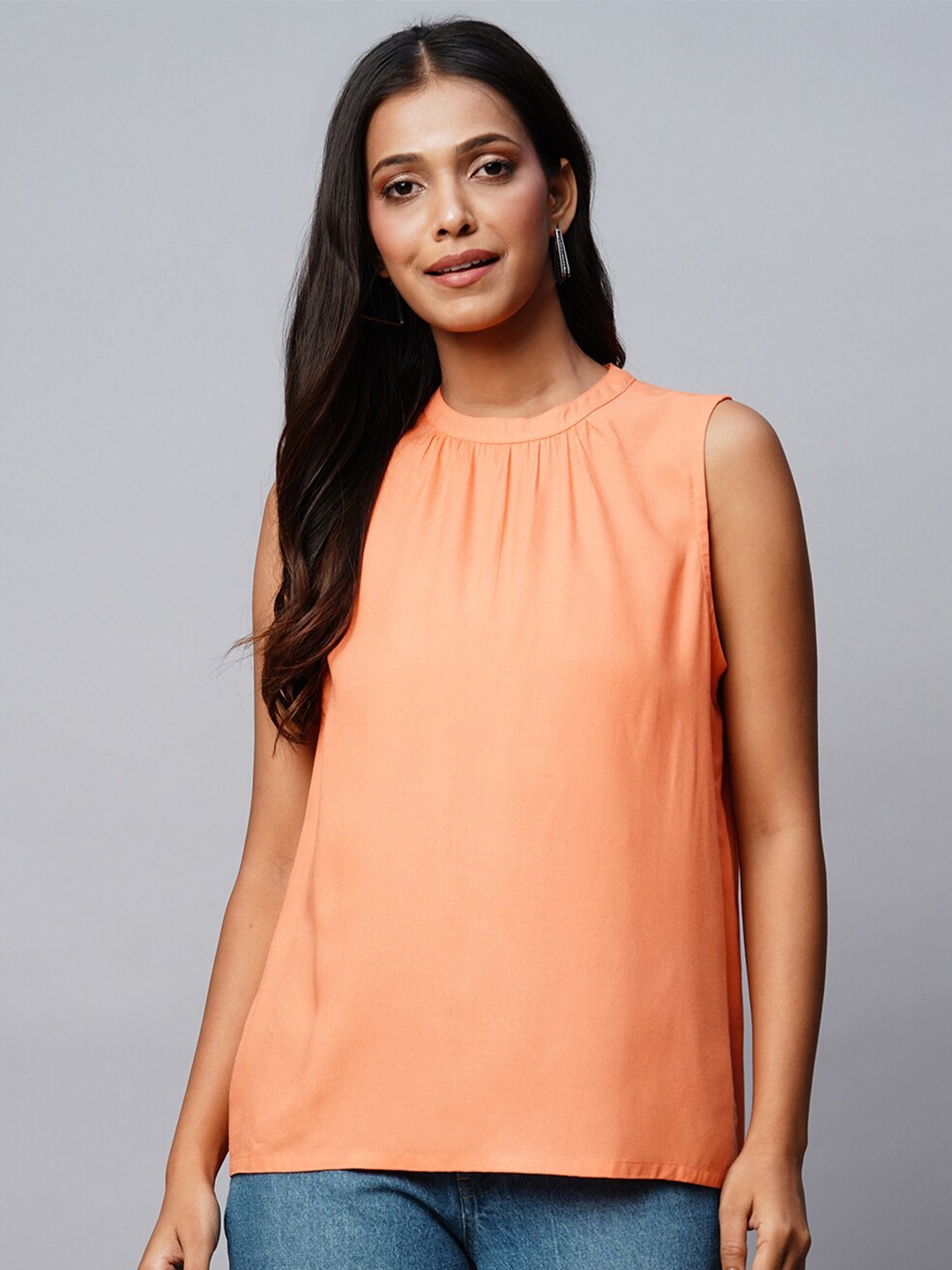Chemistry Sleeveless A-Line Top, Coral