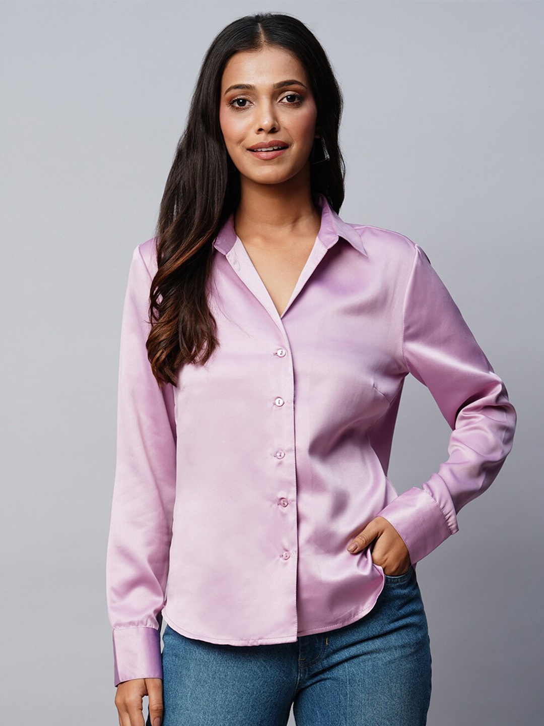 

Chemistry Spread Collar Casual Shirt, Lavender