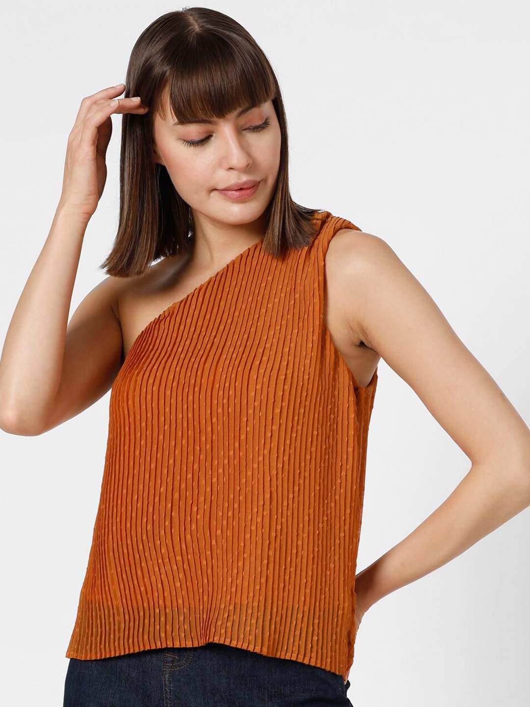 

Vero Moda Self Design One Shoulder Top, Orange