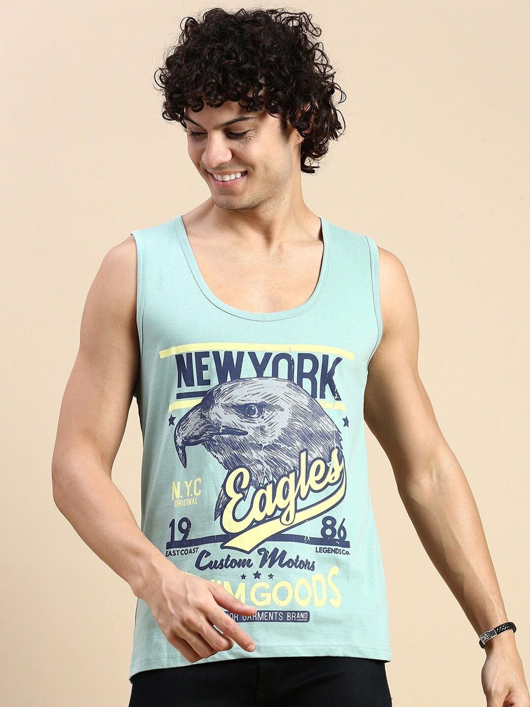 

BLACK RADIO Typography Printed Pure Cotton T-shirt, Sea green