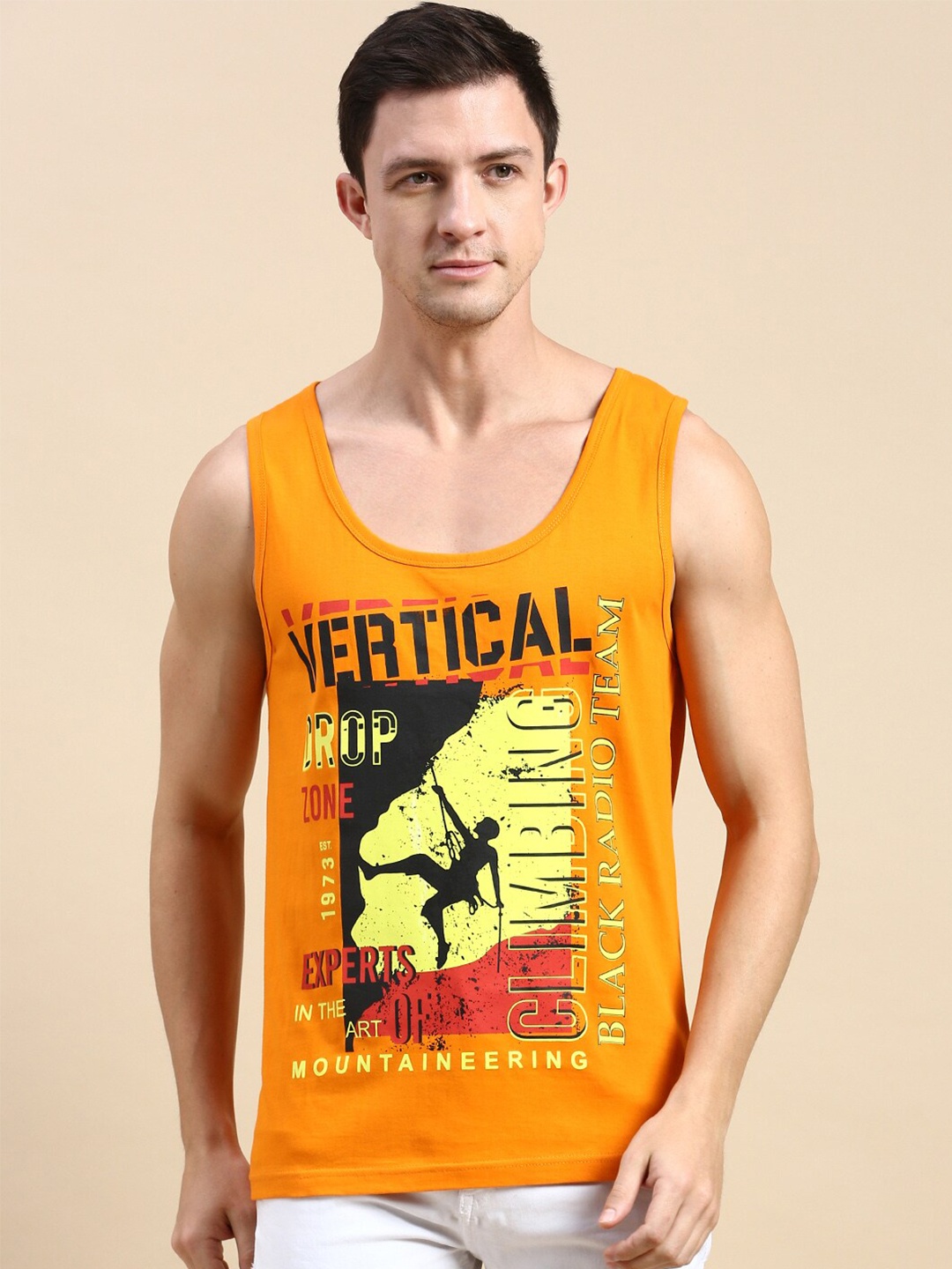 

BLACK RADIO Graphic Printed Pure Cotton T-shirt, Orange