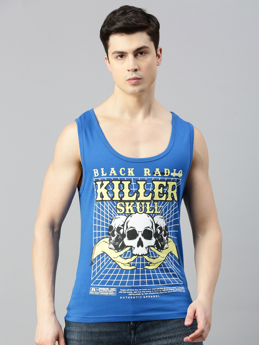 

BLACK RADIO Graphic Printed Pure Cotton T-Shirt, Blue