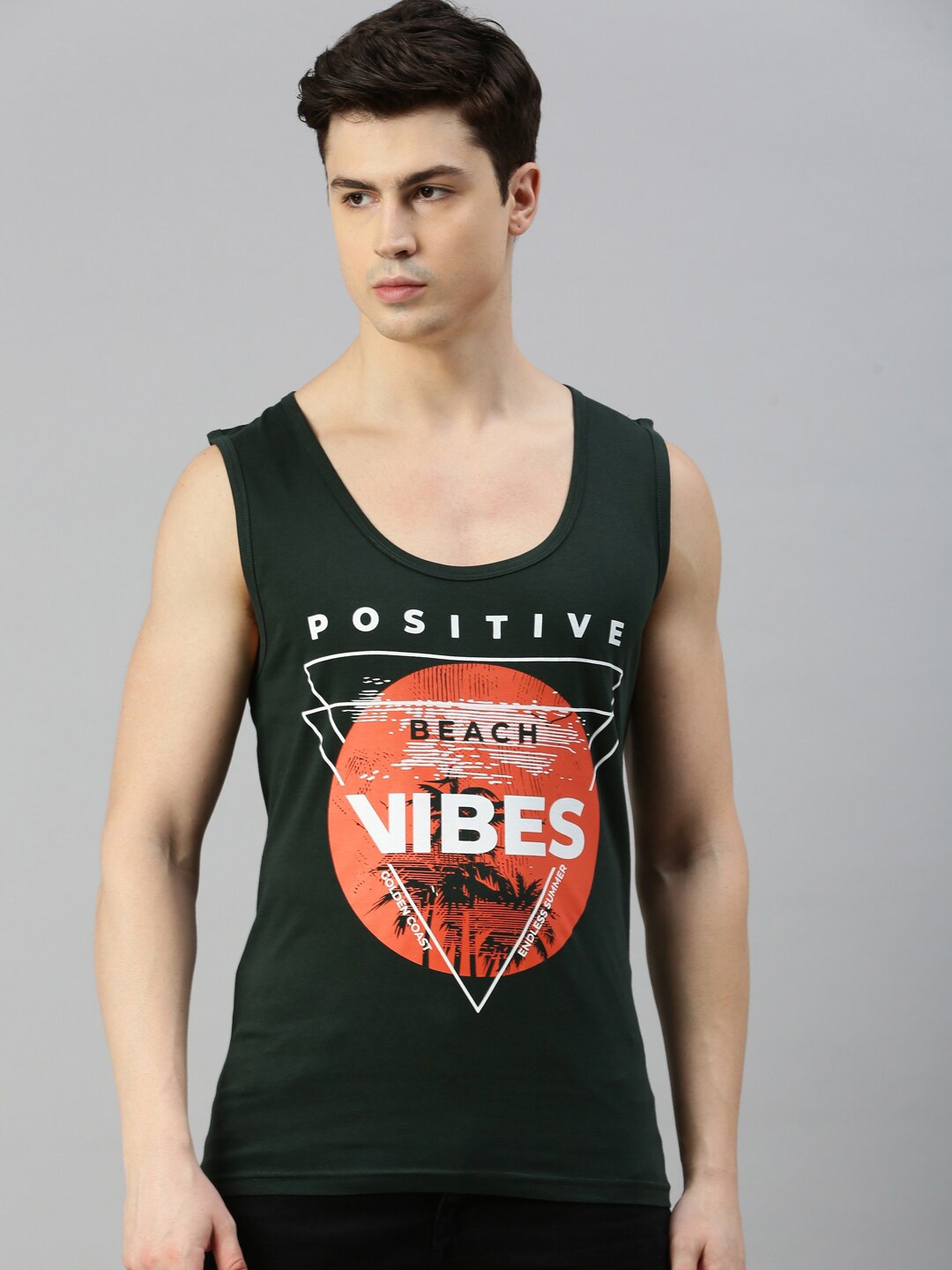 BLACK RADIO Typography Printed Pure Cotton T-shirt, Green