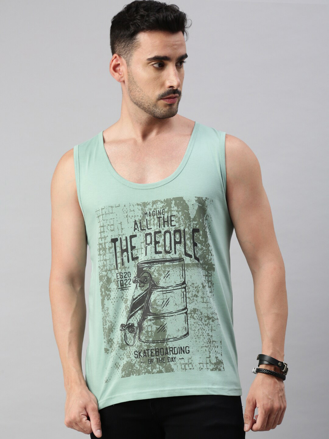 

BLACK RADIO Graphic Printed Pure Cotton T-Shirt, Sea green