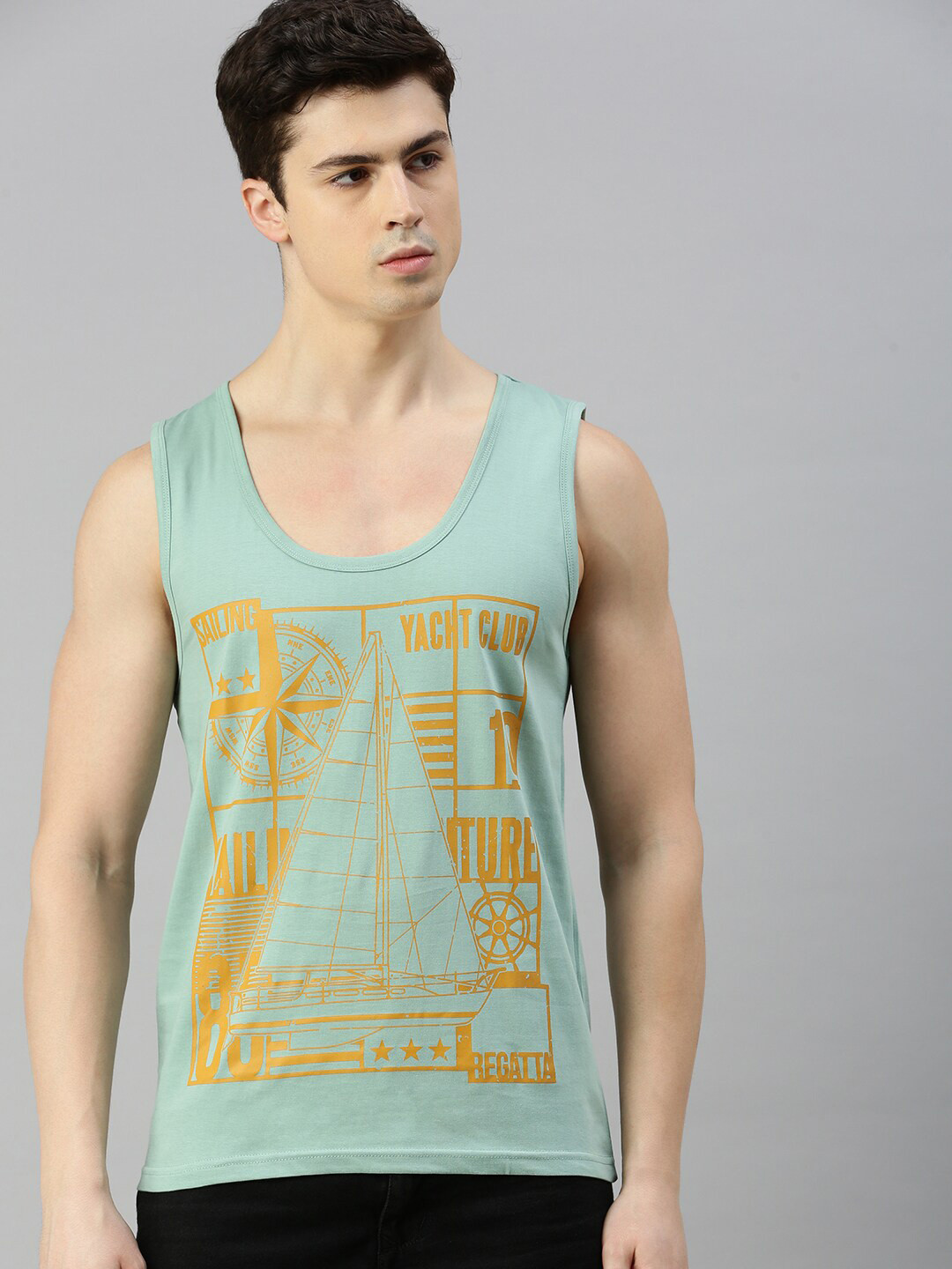 

BLACK RADIO Graphic Printed Pure Cotton T-Shirt, Sea green