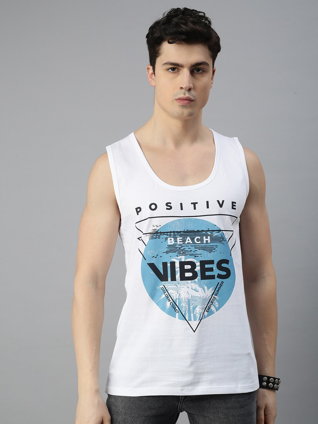 

BLACK RADIO Round Neck Typograpgy Printed Cotton T-shirt, White