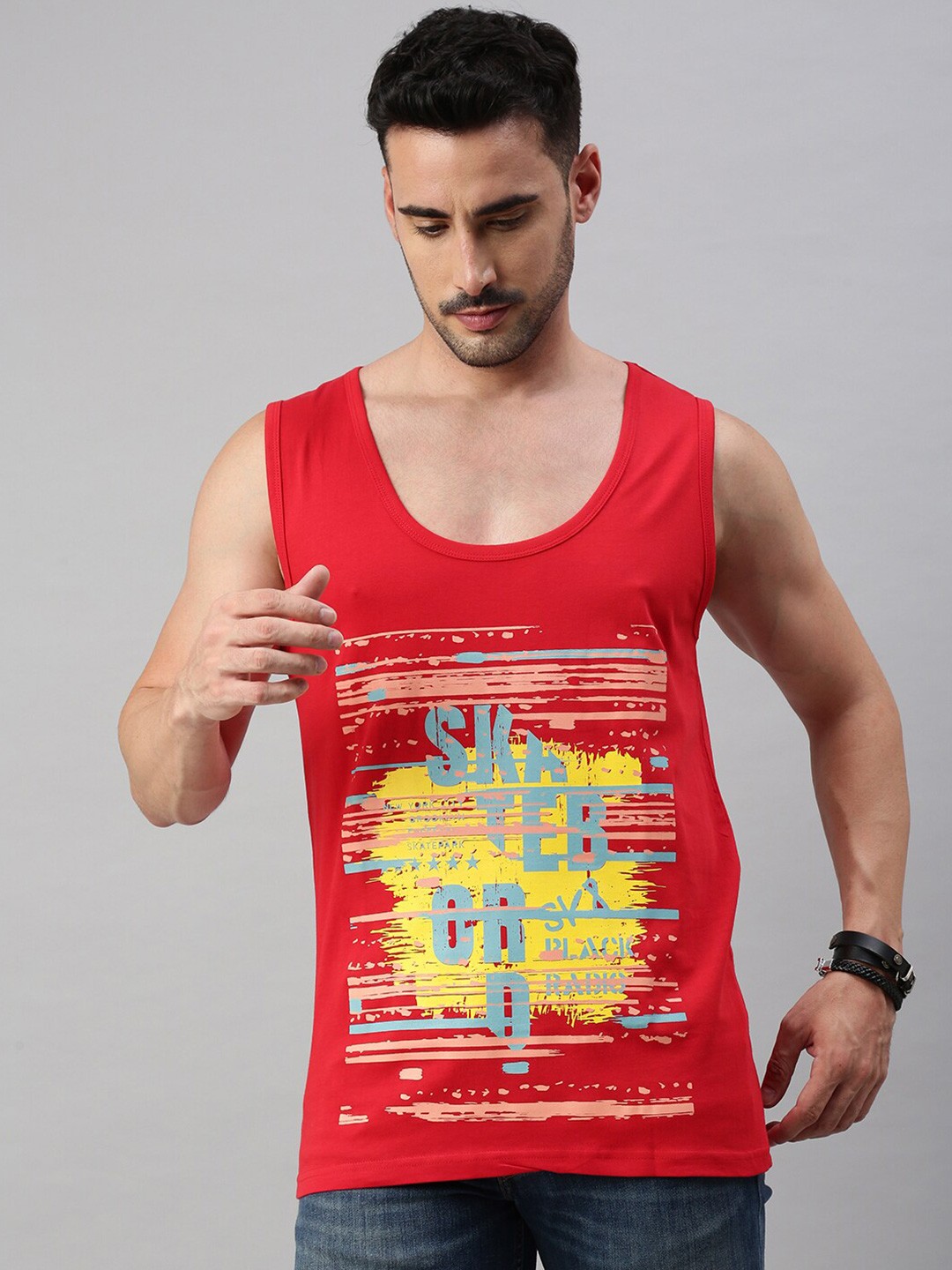 

BLACK RADIO Graphic Printed Pure Cotton T-Shirt, Red