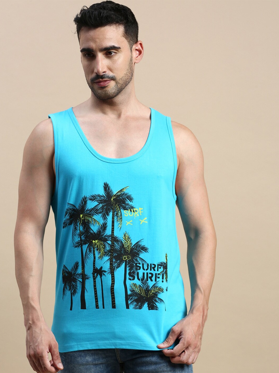 

BLACK RADIO Graphic Printed Pure Cotton T-shirt, Turquoise blue