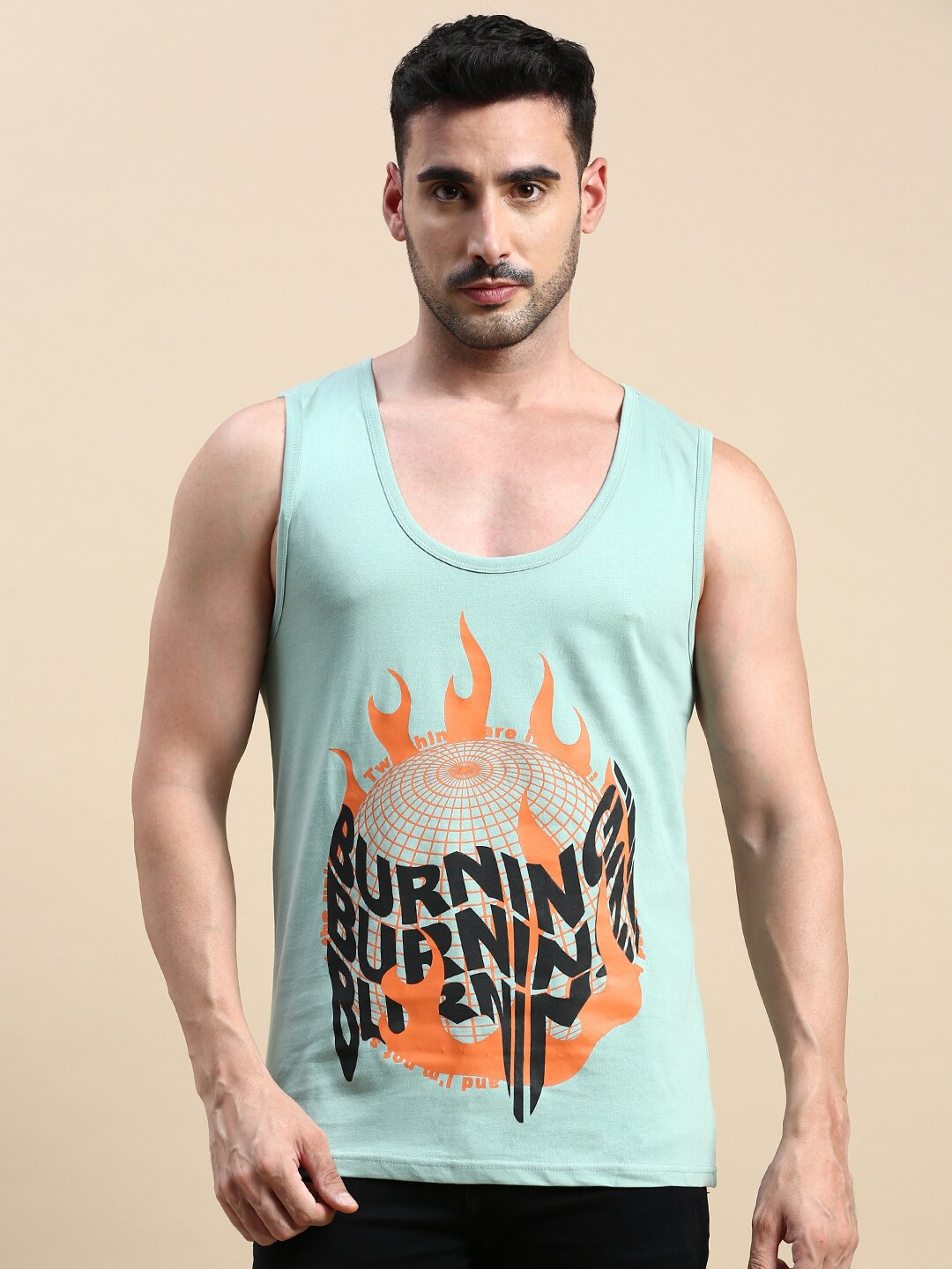 

BLACK RADIO Typography Printed Pure Cotton T-shirt, Sea green