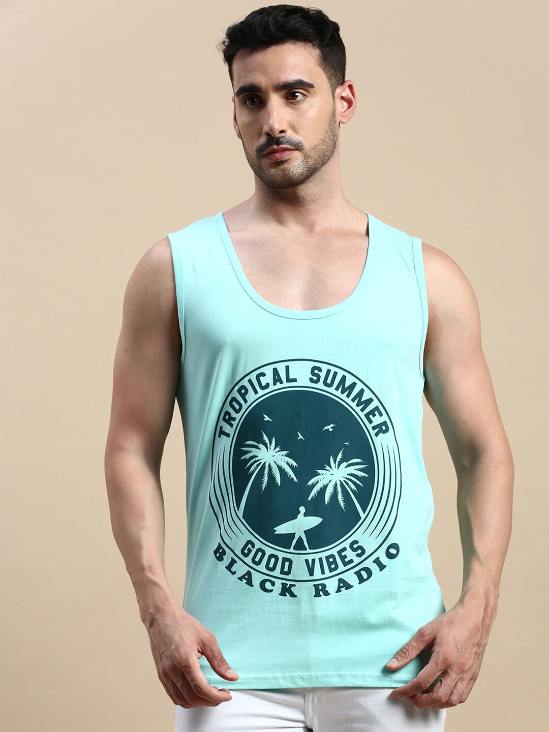 

BLACK RADIO Graphic Printed Pure Cotton T-shirt, Blue
