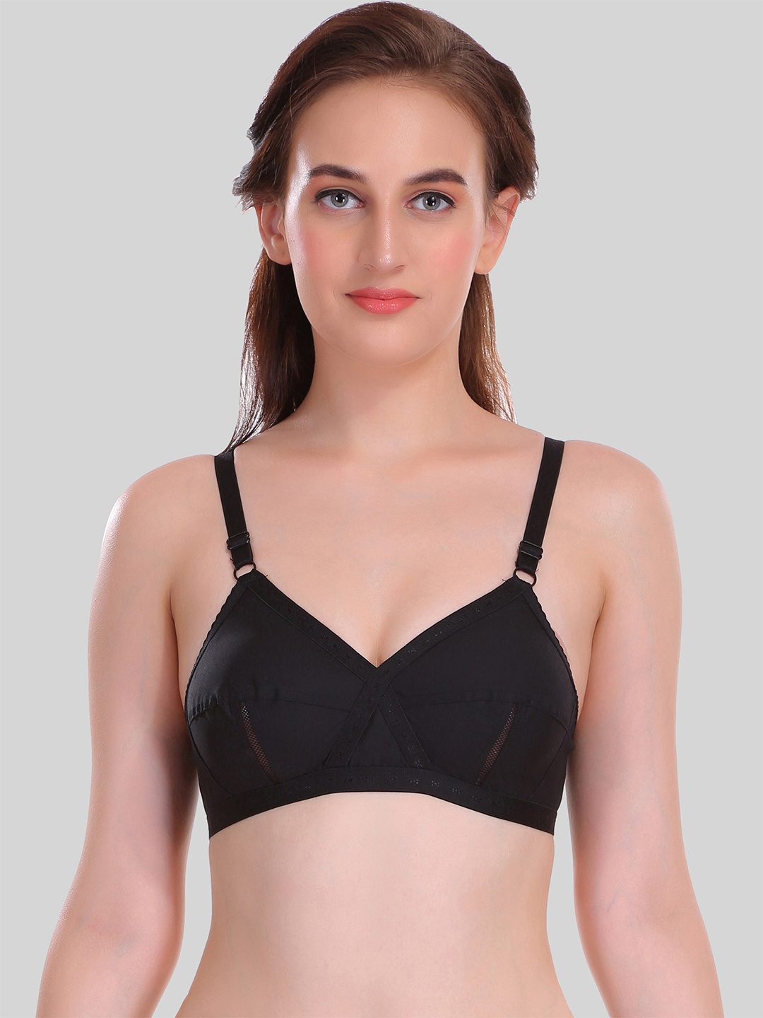 

SELFCARE Non Padded Soft Cotton Full Coverage Everyday Bra SN2182, Black