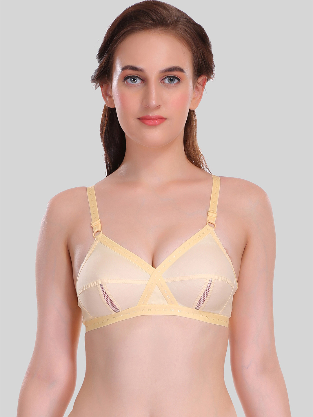

SELFCARE Non-Padded Cotton Full Coverage Everyday Bra With Adjustable Straps, Beige