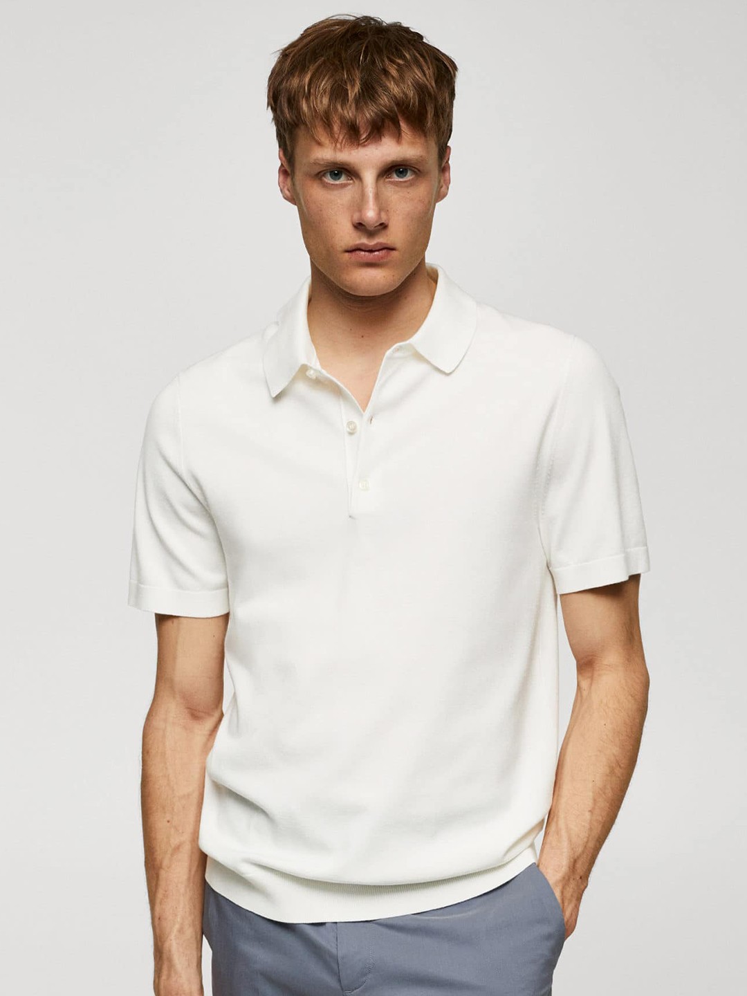 

MANGO MAN Polo Collar T-shirt, White