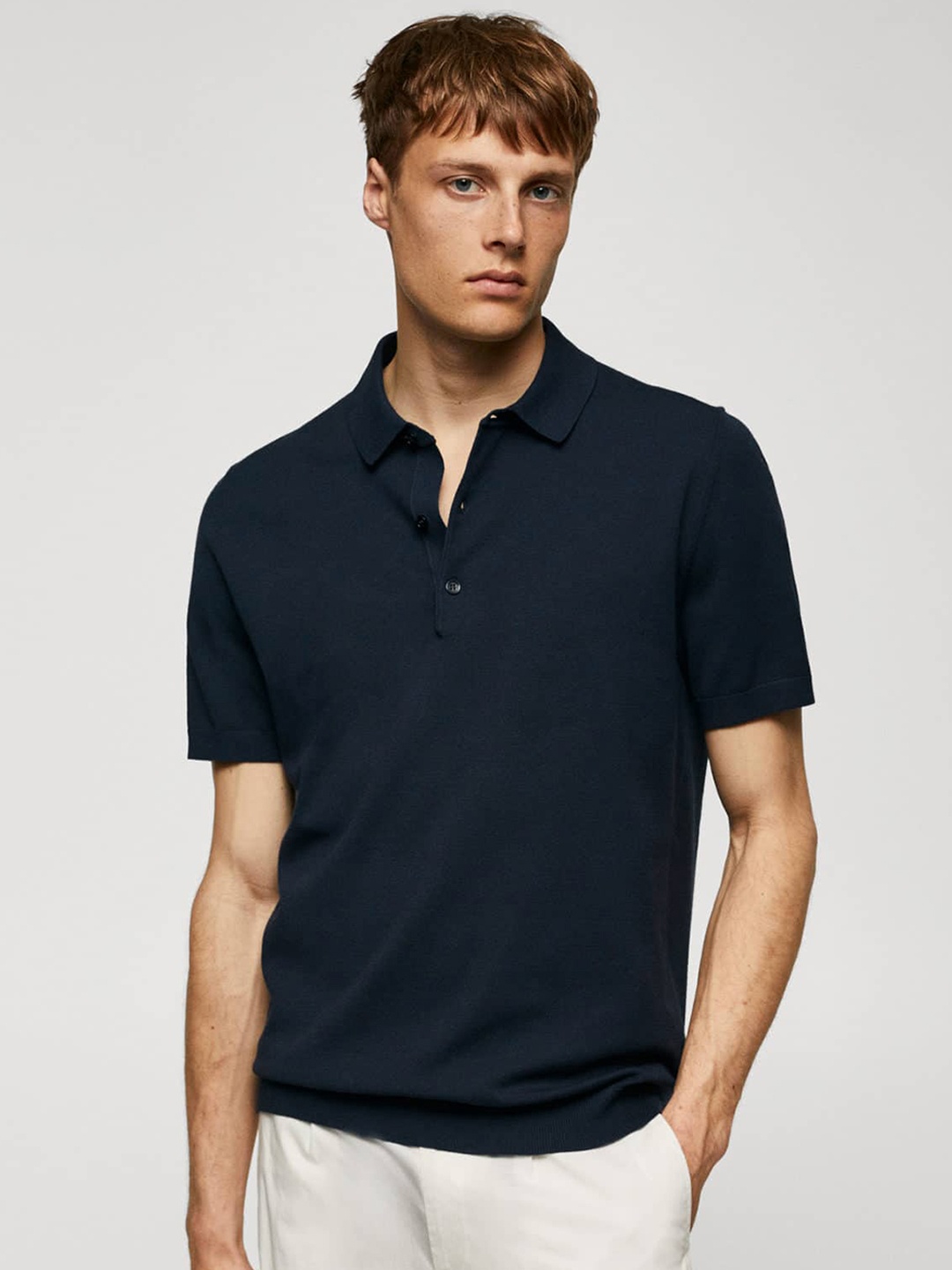 

MANGO MAN Polo Collar T-shirt, Navy blue