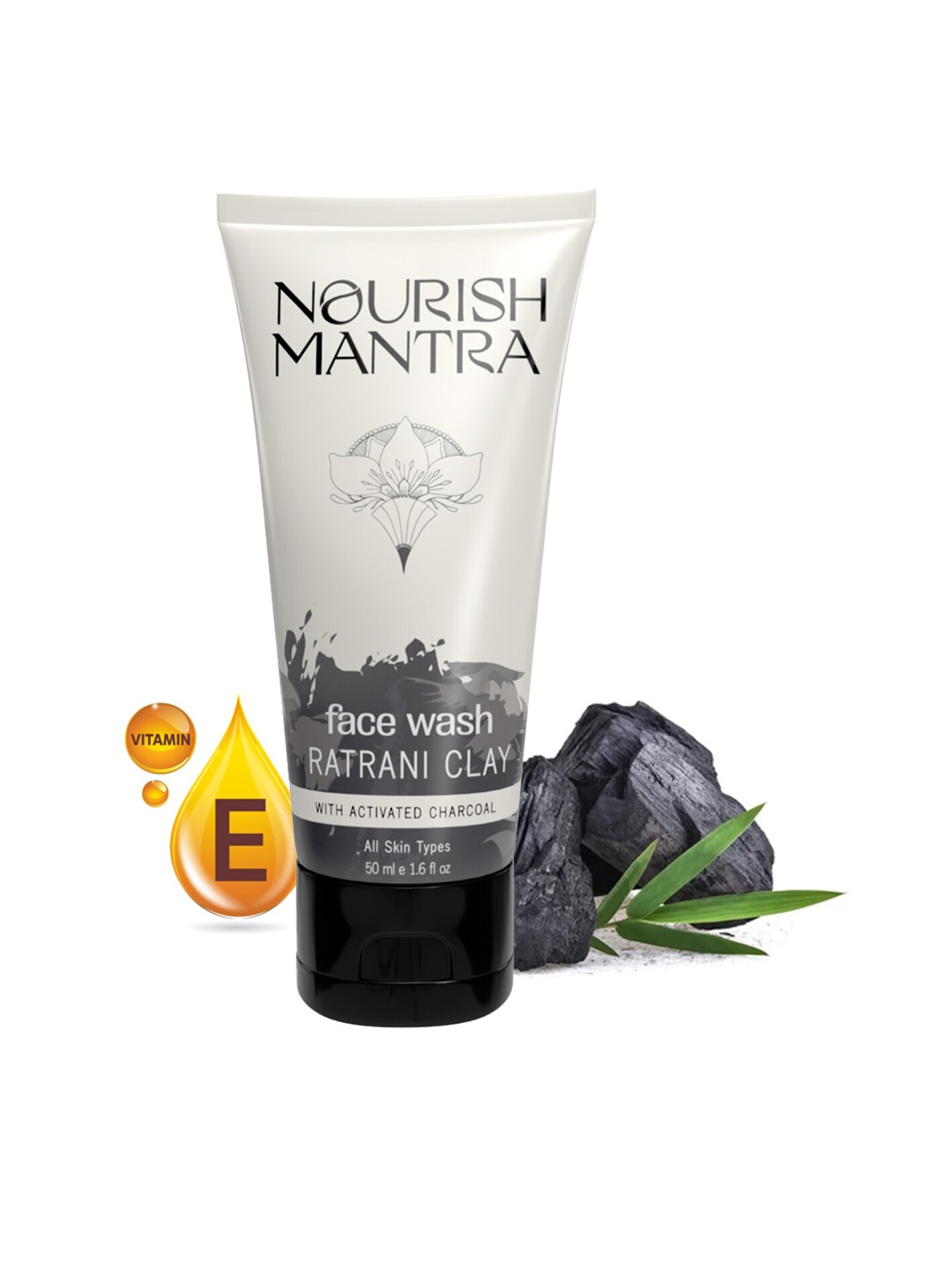

Nourish Mantra Ratrani Clay Moroccan Lava Face Wash With Activated Charcoal - 50 ml, Grey