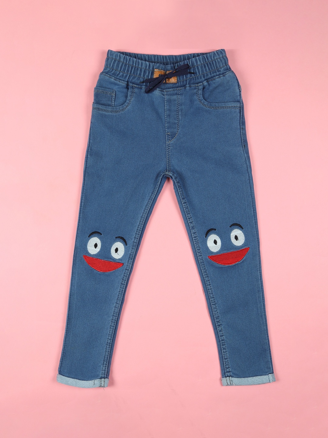 

F2M Kids Slim Fit Embroidered Jeans, Blue