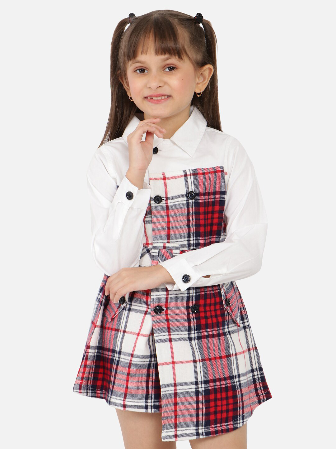 

Nauti Nati Girls Checked Pure Cotton Shirt Dress, Red