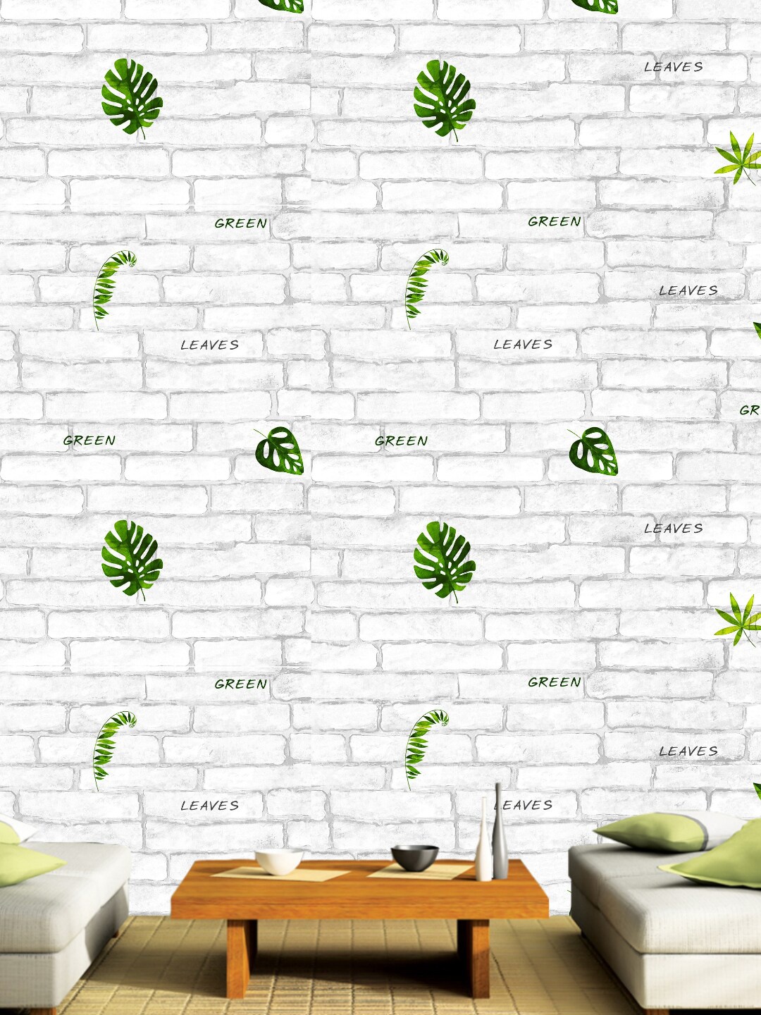 

Jaamso Royals White & Green Leaves Design Self Adhesive & Waterproof Wallpaper