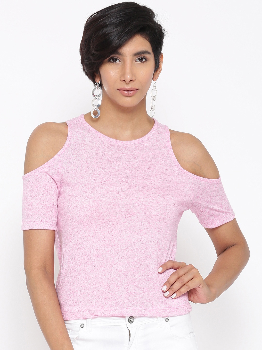 

ONLY Women Pink Solid Styled Back Top