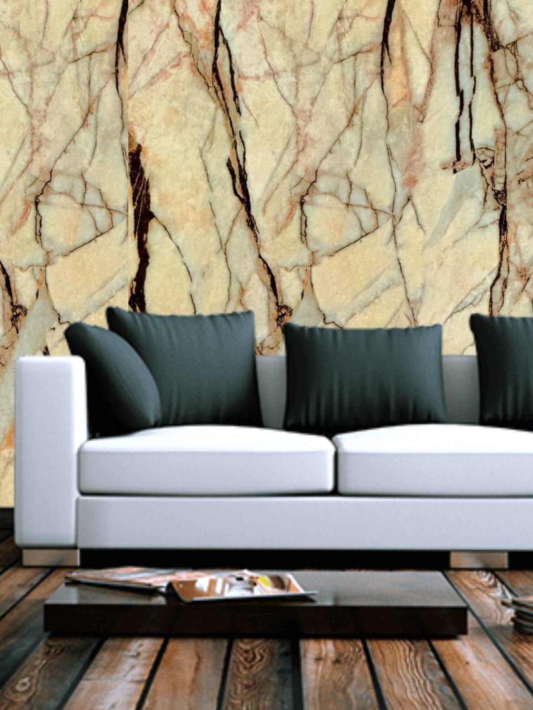 Jaamso Royals Beige & Brown Self Adhesive & Waterproof Wallpaper