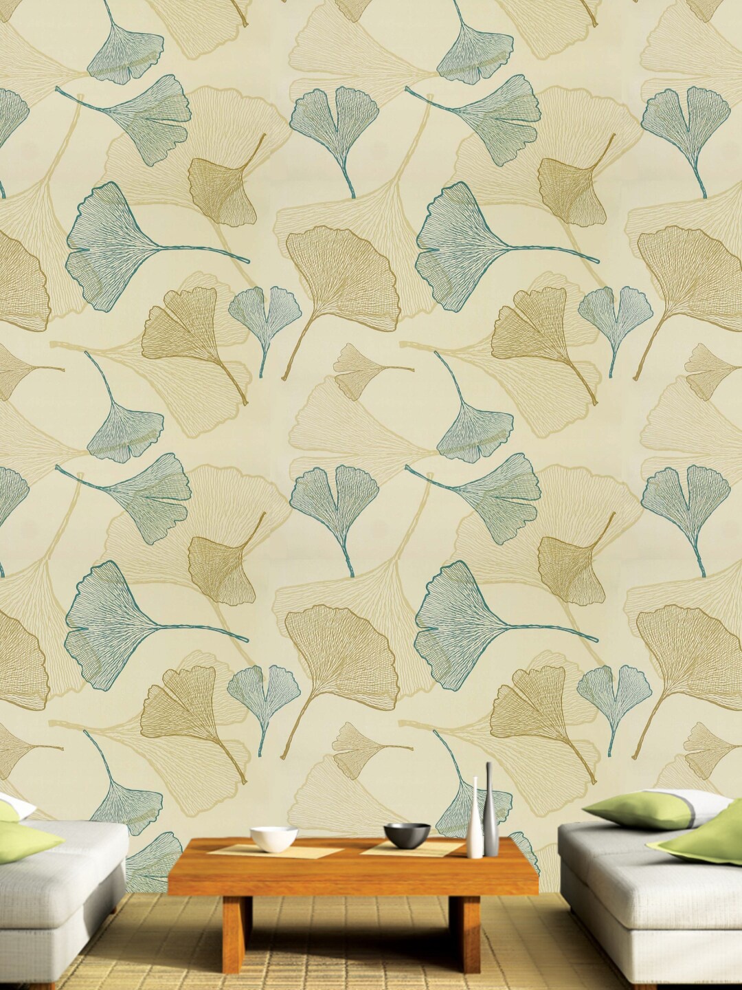 Jaamso Royals Cream-Coloured & Blue Floral Self Adhesive Home Decor Wallpaper, Multi
