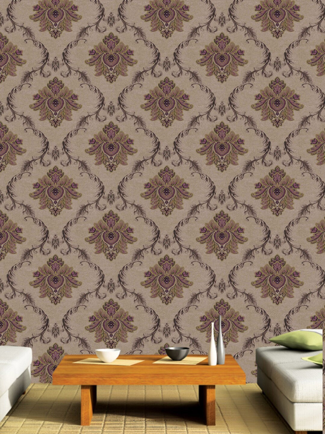 

Jaamso Royals Brown Ethic Motifs Printed Removable Wallpaper