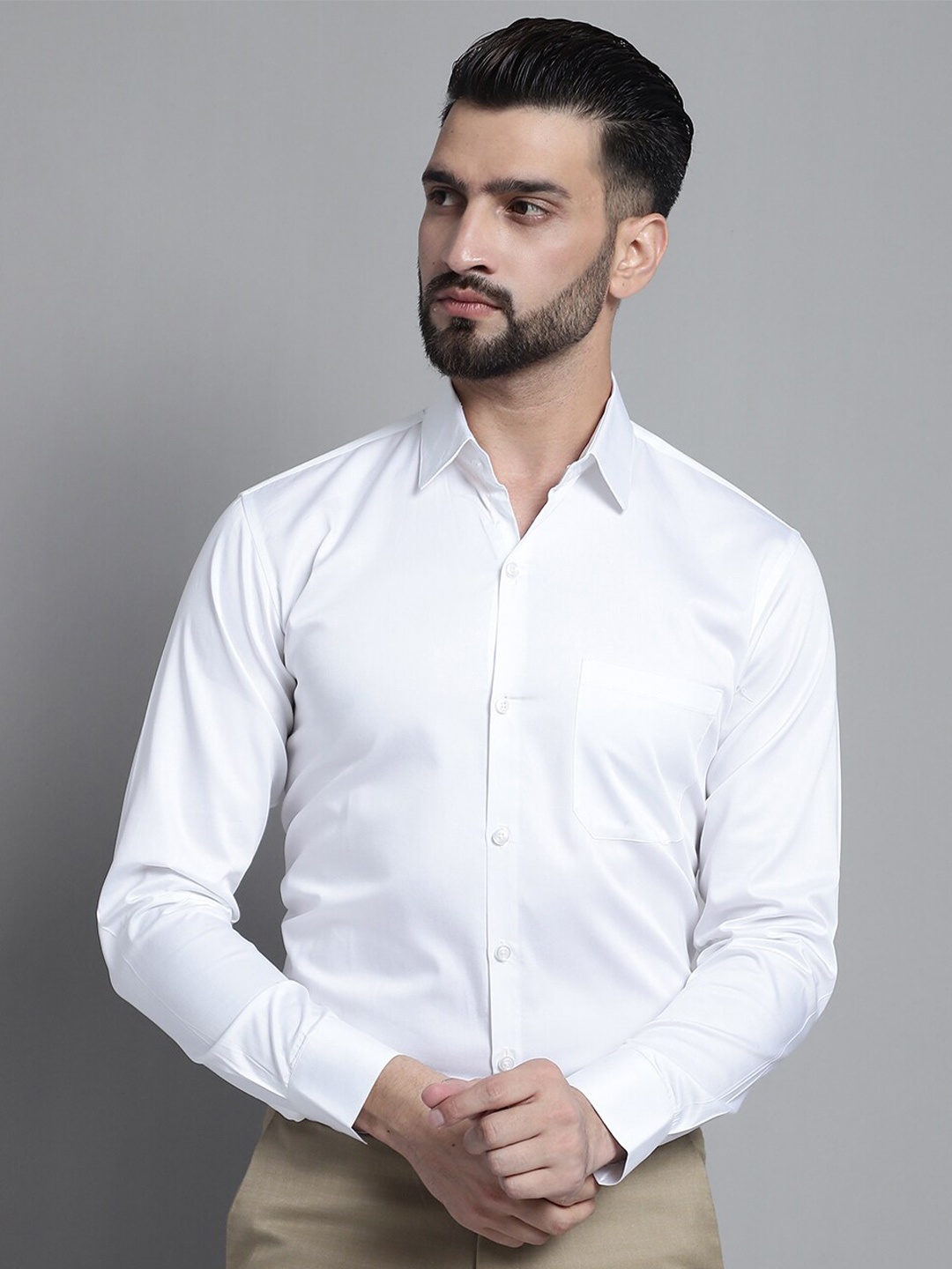 

JAINISH Classic Spread Collar Formal Shirt, White