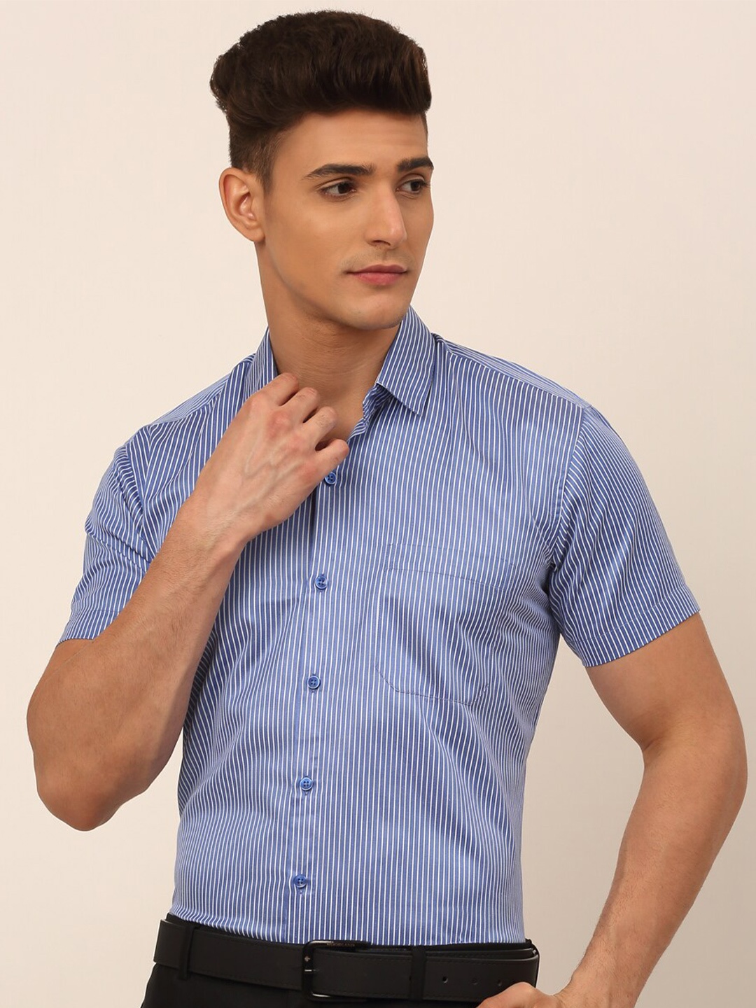 

JAINISH Classic Vertical Striped Formal Shirt, Blue