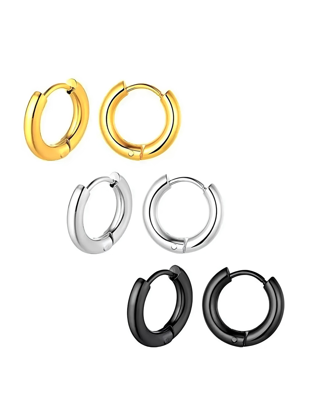 

KARISHMA KREATIONS Unisex Set Of 3 Contemporary Hoop Earrings, Gold